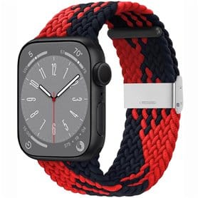 Flettet Elastik Armbånd Apple Watch 8 (45mm) - Rød/Sort