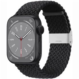 Flettet elastisk armbånd Apple Watch 8 (45mm) - svart