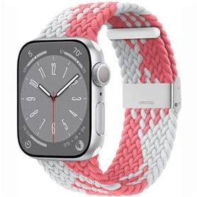 Punottu elastinen rannekoru Apple Watch 8 (45mm) - pinkwhite