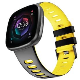Twin Sport Rannekoru Armband Fitbit Sense - Musta/keltainen