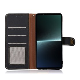 Mobilplånbok 3-kort läder RFID Sony Xperia 1 IV - Svart