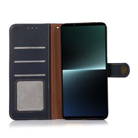 Mobilplånbok 3-kort läder RFID Sony Xperia 1 IV - Blå
