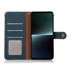 Mobil lommebok 3-korts lær RFID Sony Xperia 1 IV - Grønn