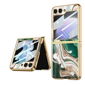 Marble Glass Case Samsung Galaxy Z Flip 5 - Emerald Gold