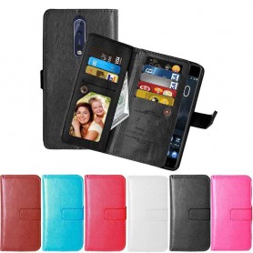 Dobbel klaff Flexi 9-kort Nokia 8 mobil lommebok mobil deksel beskyttelsesetui