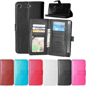 Kaksinkertainen läppä Flexi 9 -kortti Sony Xperia XZ1 Compact kannettava lompakkokotelo matkapuhelimen kotelo