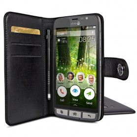 Doro Liberto 825 Wallet Case - Musta matkapuhelinlaukku