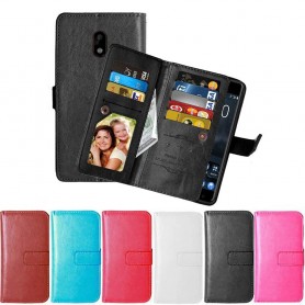 Kaksinkertainen läppä Flexi 9 -kortti Nokia 3 -kannettava matkapuhelimen lompakkosuoja