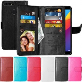 Dubbelflip Flexi 9-kort Huawei Y7 2018 mobilskal fodral plånbok