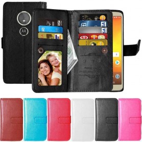 Kaksinkertainen läppä Flexi 9 -kortti Motorola Moto E5 kannettava suojakotelo