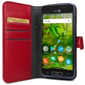 Doro 8035 Wallet Case - Röd mobilskal fodral plånbok