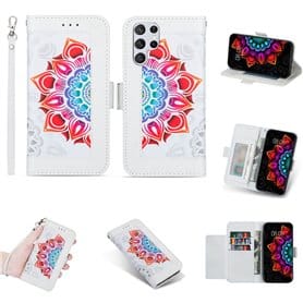 Flower Walletcase 4-card Samsung Galaxy S22 Ultra - White