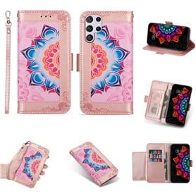 Flower Walletcase 4-card Samsung Galaxy S22 Ultra - Pink