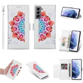 Flower Mobilplånbok 4-kort Samsung Galaxy S22 Plus - Vit